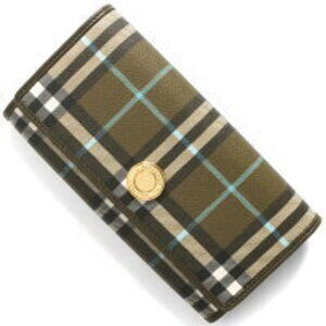Burberry Halton Check Continental Bifold Wallet Olive Green Khaki